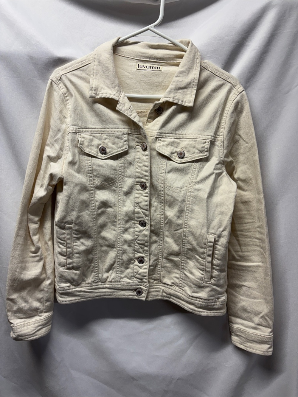 Luvamia Women's Cream Denim Jacket